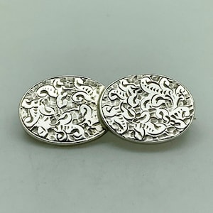 Antique Victorian Sterling Silver Joined Oval Panels Aesthetic Foliage Brooch