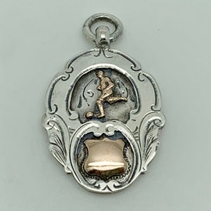 Antique 1935 Sterling Silver Rose Gold Blank Unengraved Football Medal Watch Fob