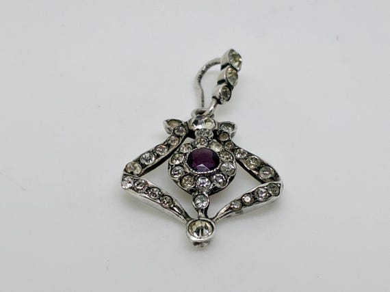 Antique Victorian Solid Silver Amethyst Clear Pas… - image 2