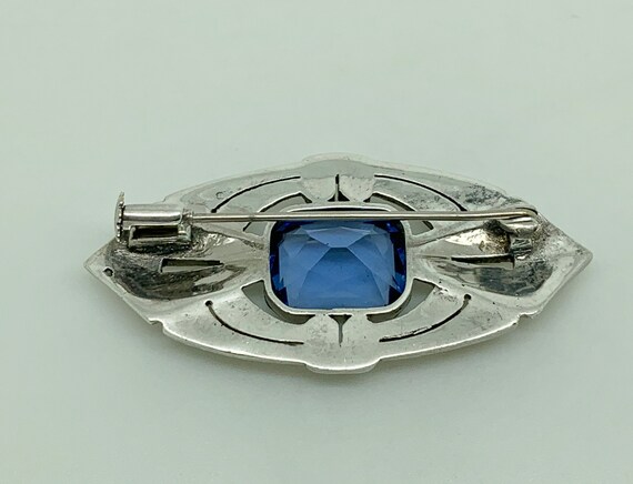 Antique French Art Deco Sterling Silver Blue Past… - image 5