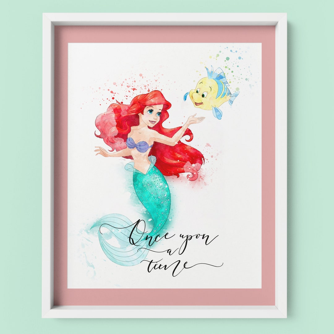 Ariel 1 the Little Mermaid Cartoon A3 Watercolour Wall Art Print Home ...
