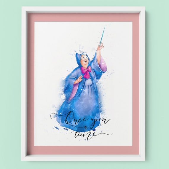 Hada madrina Cenicienta dibujos animados A3 acuarela pared - Etsy España Hada madrina Cenicienta dibujos animados A3 acuarela pared - Etsy España