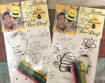 Personalized Bee-Themed Birthday Activity Pack Party Favors (Set of 10)