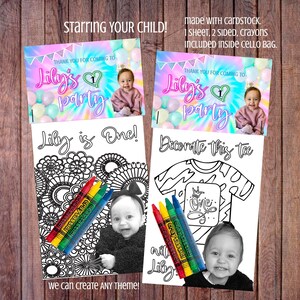 Any Theme Your Child | Set of 10 Party Favors | Personalized Coloring Packs | Custom Crayon Activity | Kids Birthday Treat Bags
