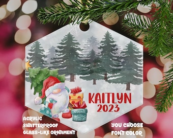 Santa Kids "Glass-Like" Acrylic Shatter-Proof Personalized Christmas Ornament | Santa Clause Kids Christmas Ornament | Family Ornament