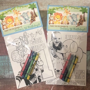 Any Theme YOUR child Personalized Birthday Party Favors Set of 10 5x7 Two Sketched Coloring Pages of YOUR Child and YOUR Theme Crayons image 4