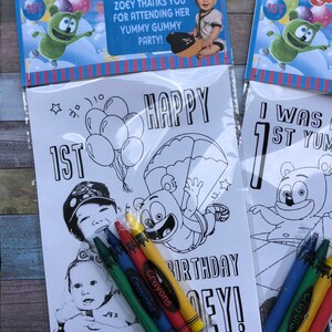 Any Theme YOUR child Personalized Birthday Party Favors Set of 10 5x7 Two Sketched Coloring Pages of YOUR Child and YOUR Theme Crayons image 6