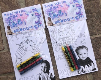 Any Theme Your Child | Set of 10 Party Favors | Personalized Coloring Packs | Custom Crayon Activity | Kids Birthday Treat Bags