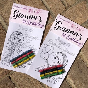 Any Theme YOUR child Personalized Birthday Party Favors Set of 10 5x7 Two Sketched Coloring Pages of YOUR Child and YOUR Theme Crayons image 10