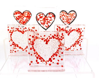 Fused glass hearts mini stand