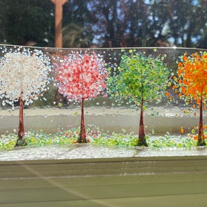 Four seasons fused glass wavy panel 9"x3.5"