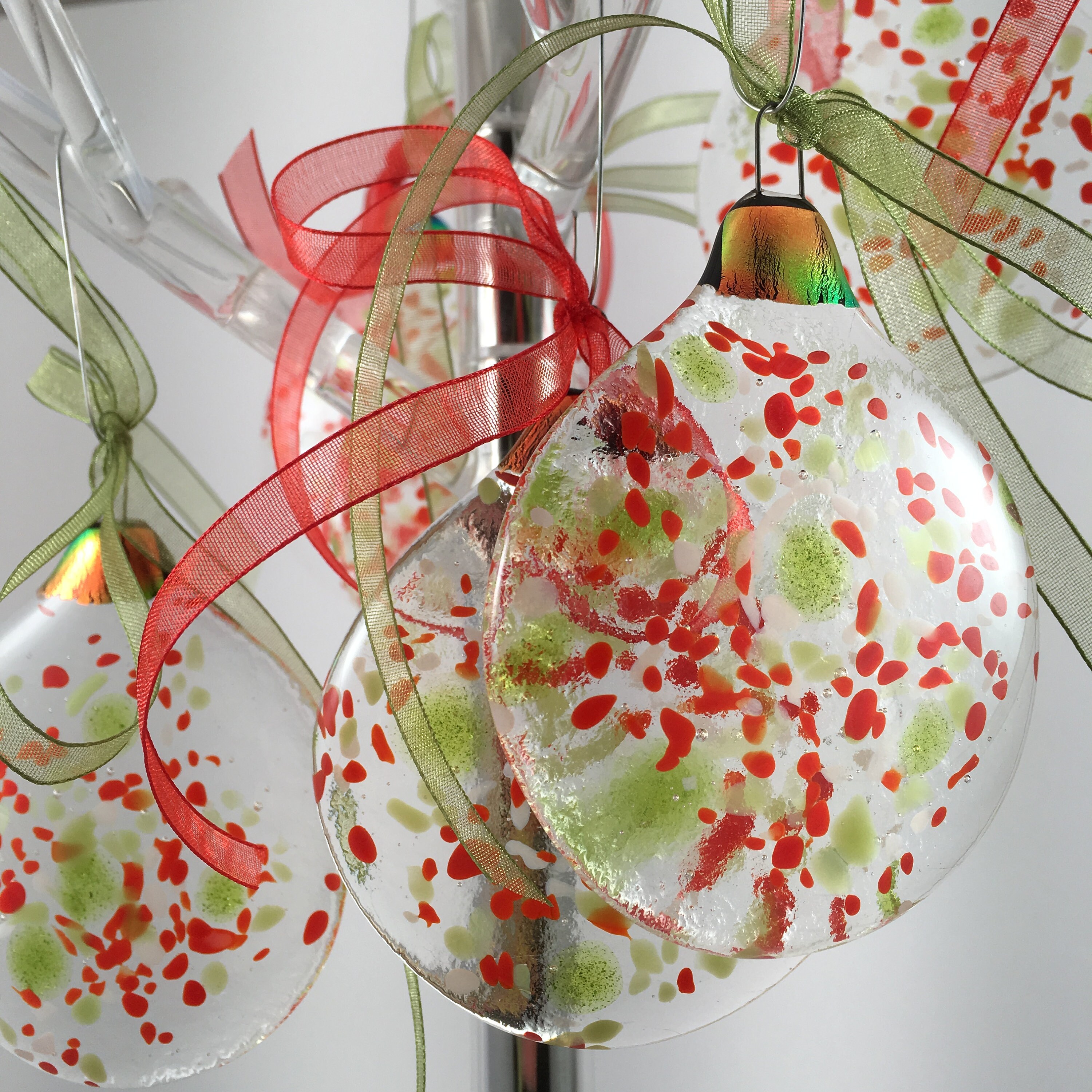 Fused glass Christmas ornaments Etsy