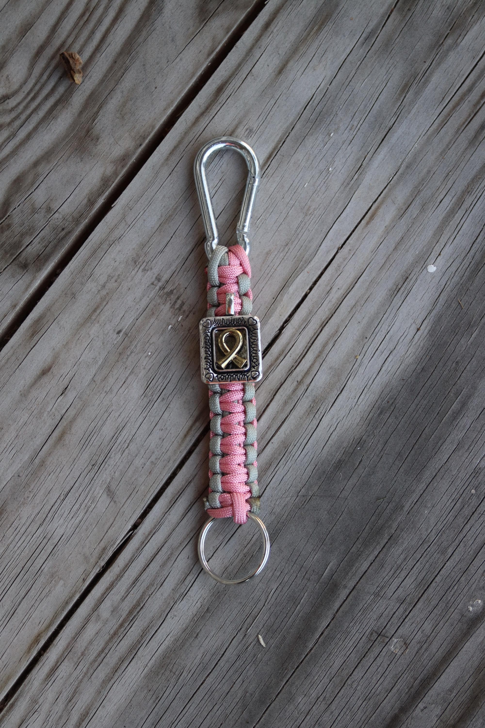 Porte-clés En Paracord Ruban De Sensibilisation Bleu/rose - Fait Main Aux États-Unis