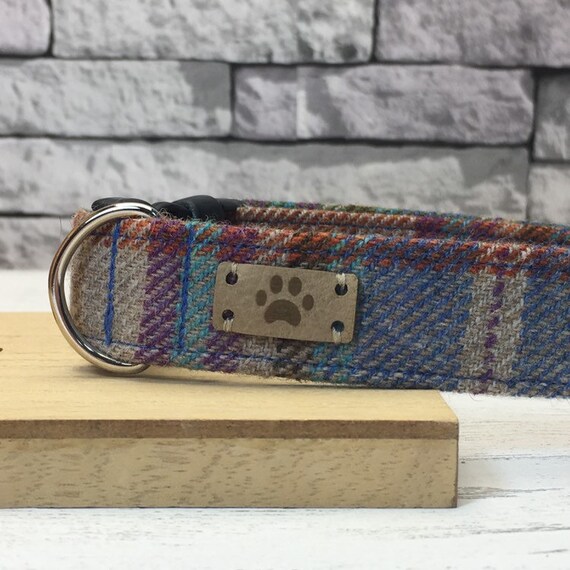 Blue tweed dog collar Clearance