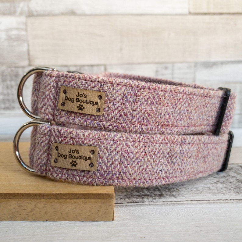Pink Herringbone Tweed Female Dog Collar Best Seller Etsy