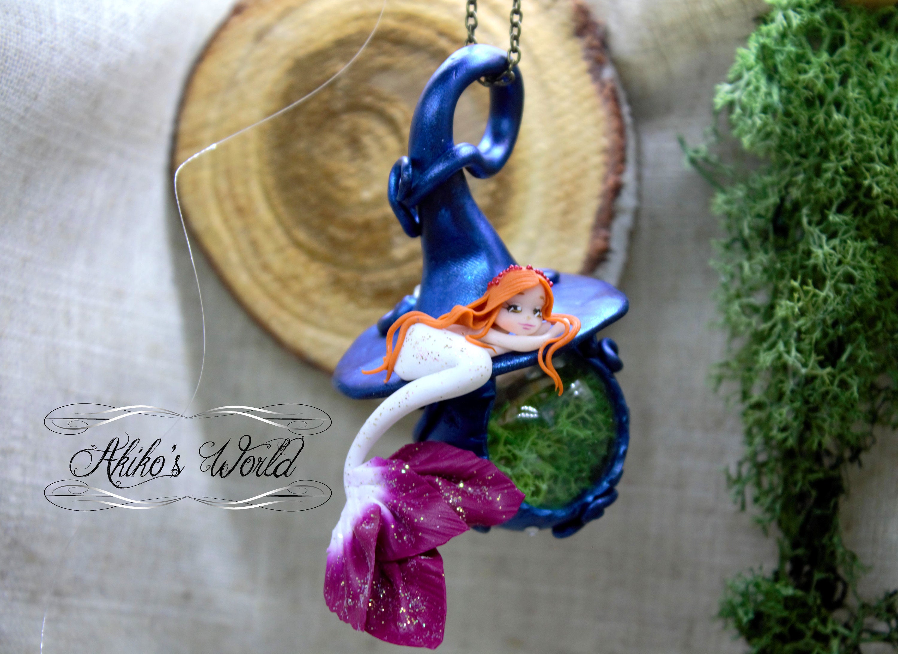 Décoration/Suspension Maison de Sirène - Pièce Unique Chibi en Pâte Polymère Décoration Fantaisie Mo