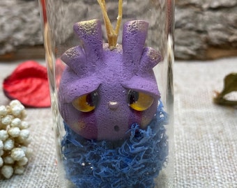 Felix the Rondiflore - Fantastic forest creature made of polymer clay - Glass tube decoration