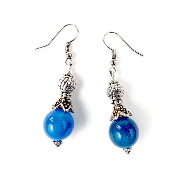 Boucles d'oreille en agate bleue Louisa