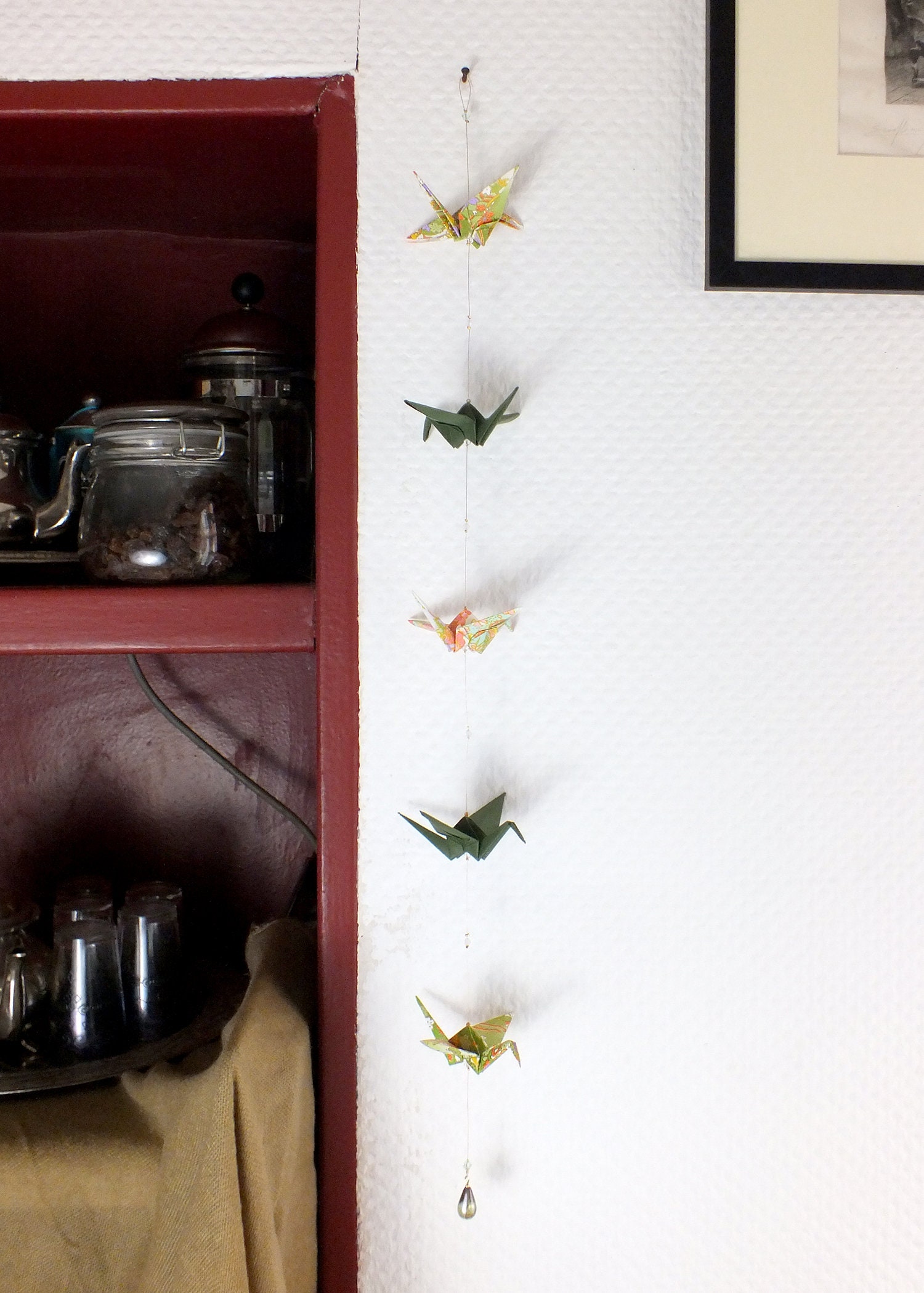 Guirlande en Origami Rose et Verte Akira