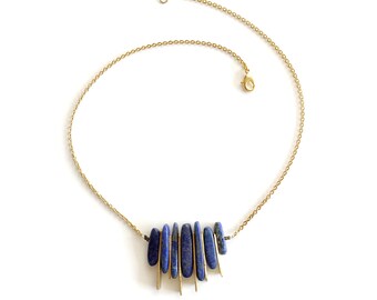 Lapis lazuli and brass necklace Philippine