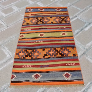 Handwoven Turkish Kilim Rug: Anatolian Boho Decor, 2.7x5.2 ft