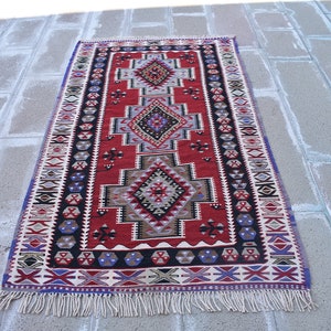 6&#39;06&#39;&#39; x 3&#39;6&#39;&#39; ft - Kayseri Turkish Kilim Area Rug, Bohemian Rug, Kilim Big, Kilim Ethnic Wool Rug Handmade Rug, Home Decor  Free Shipping!