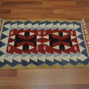 HandWoven Turkish Kilim  Kayseri Rug Anatolian Kilim 29.5&quot; x 44.5&quot; in Geometric Designs Natural Dyes - 7310