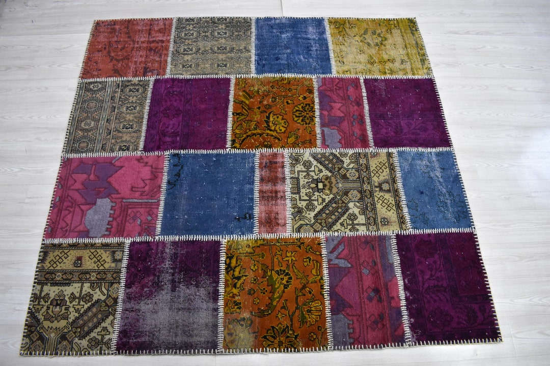 Turkish Patchwork Rugs Turkish Patchwork Rug, Handmade Carpet Patchwork, 62.9 X 86.6 Inches ...