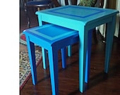 Ocean Blue Hand Painted Nesting Tables