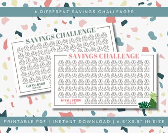 6 Different Savings Challenge | Savings Goals | A6 size | Printable