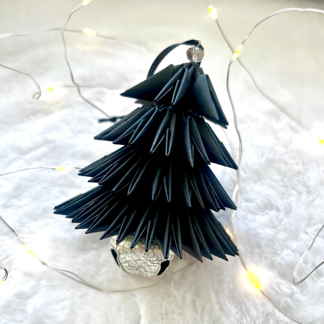 Black Tree Ornament Black Christmas Tree Ornament 3D Origami Etsy