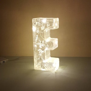 Resin Lamp, Light Up Letters, Large Letter, Resin Lights, Big Resin Initials, LED Lights, Custom LED Letters, Silver Letter