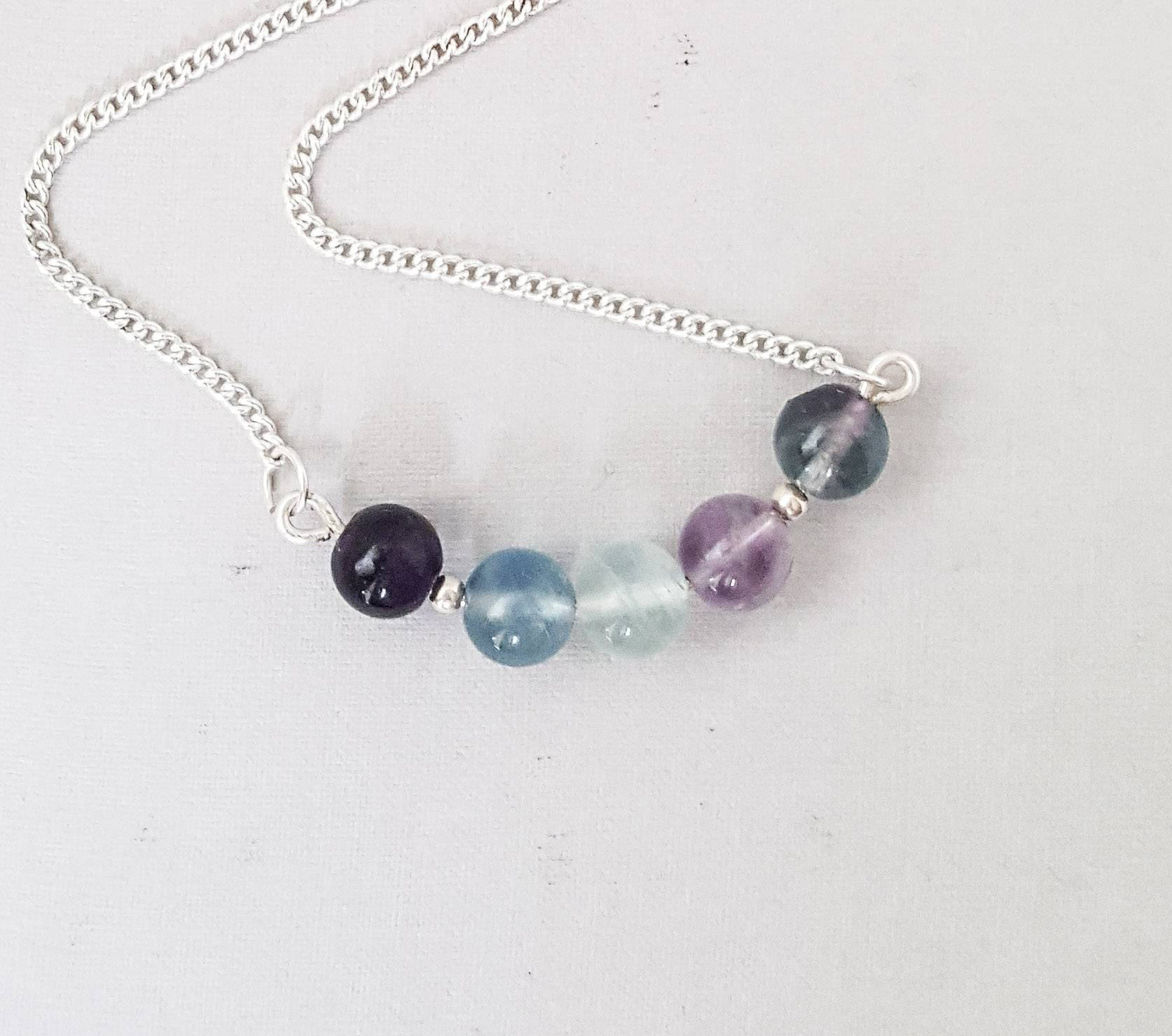 Silver bar necklace Fluorite necklace crystal jewellery Etsy
