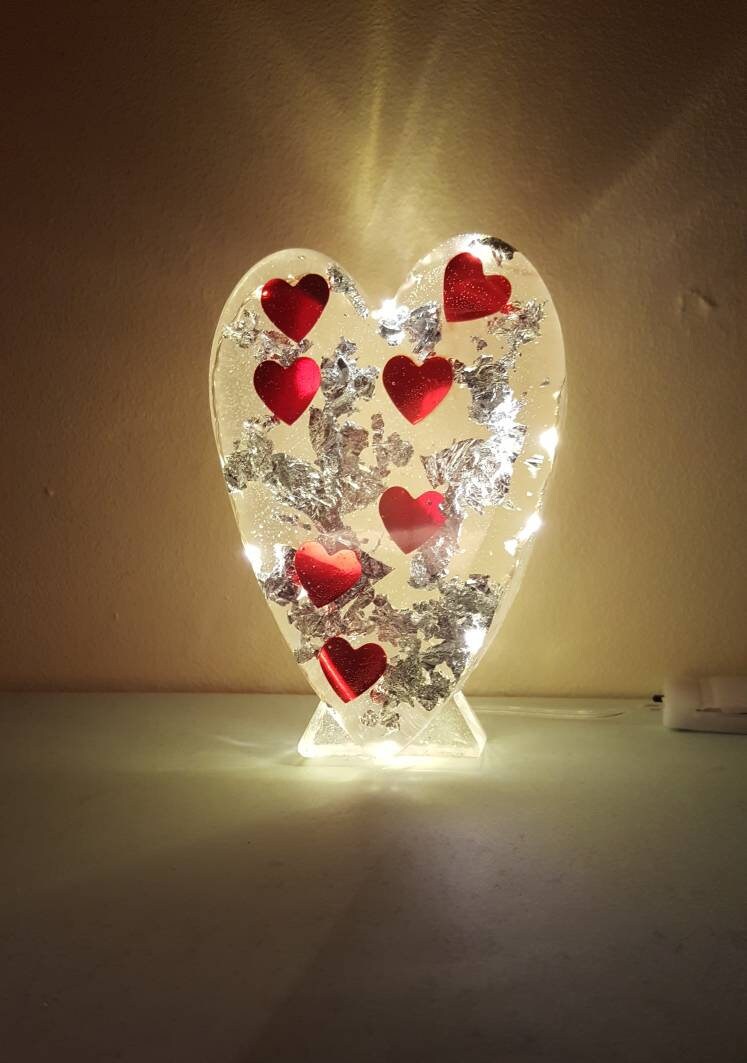 Light Up Heart Large Heart Resin Light Big Resin Heart Room Etsy
