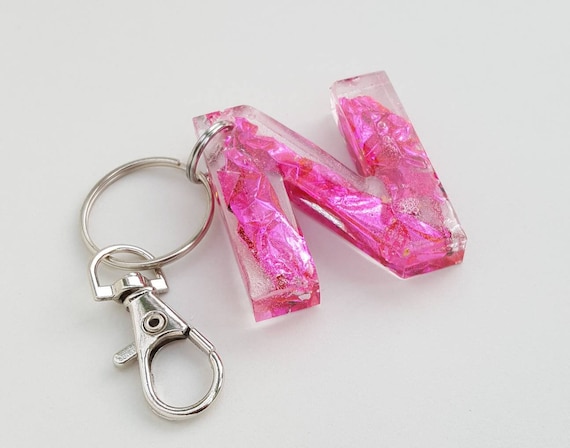 Initial Keyrings, Initial Keychains, Resin Letter Keyring, Pink Initial  Keyring, Pink Keyring, Pink Keychain, Initial Bag Charm 