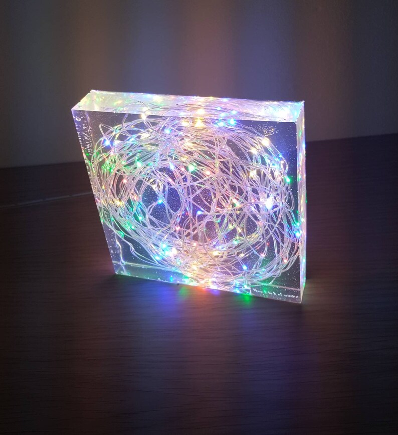 Handmade Resin Multi Coloured Fairy Lights Block Home Decor Etsy UK