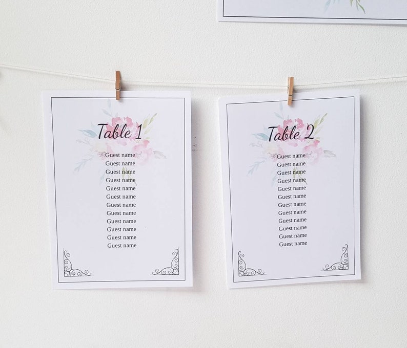 Wedding Seating Plan Instant Download Dark Pink Wedding Diy Etsy