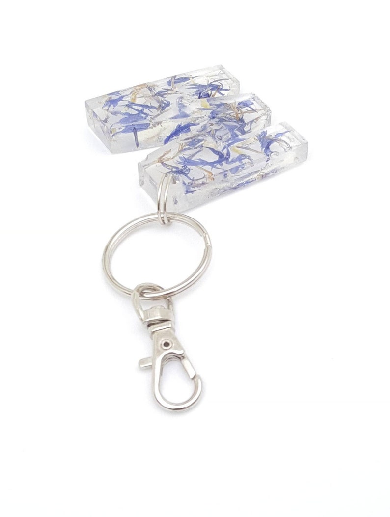 Resin Initial Keychain With Blue Petals Personalised Letter | Etsy