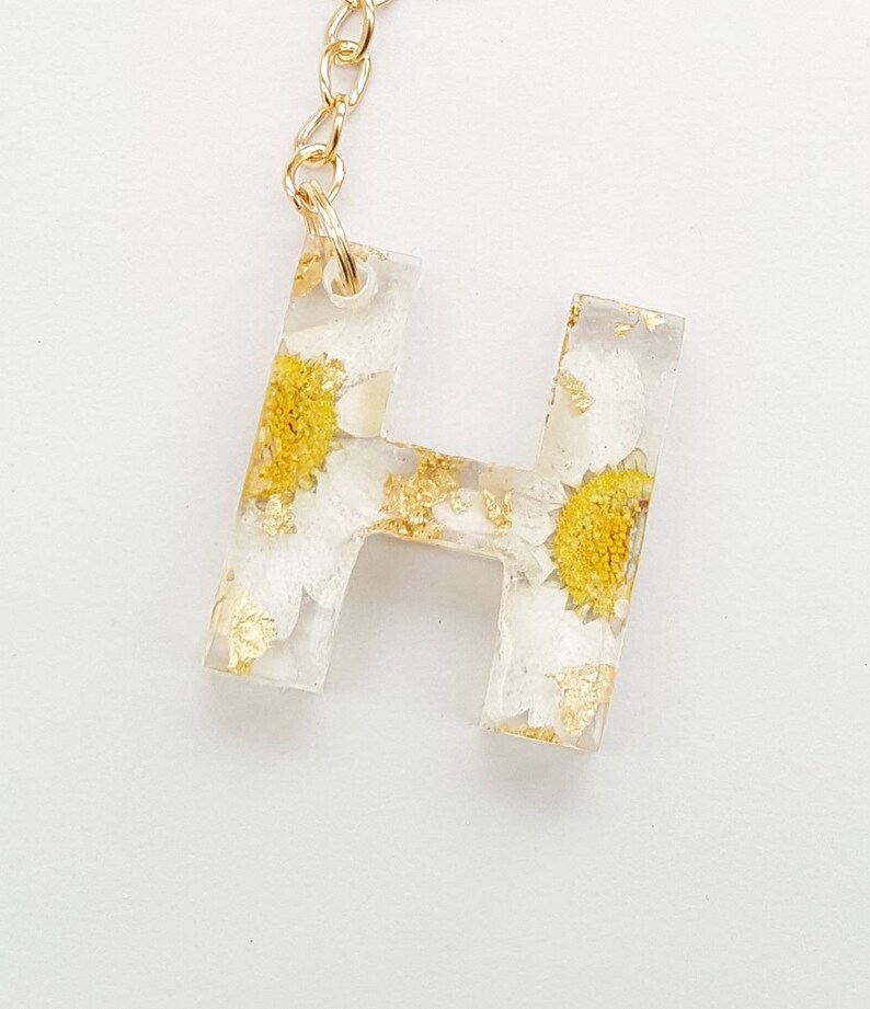 Resin Alphabet Keychain Gold Letter Keychain Personalised Etsy UK