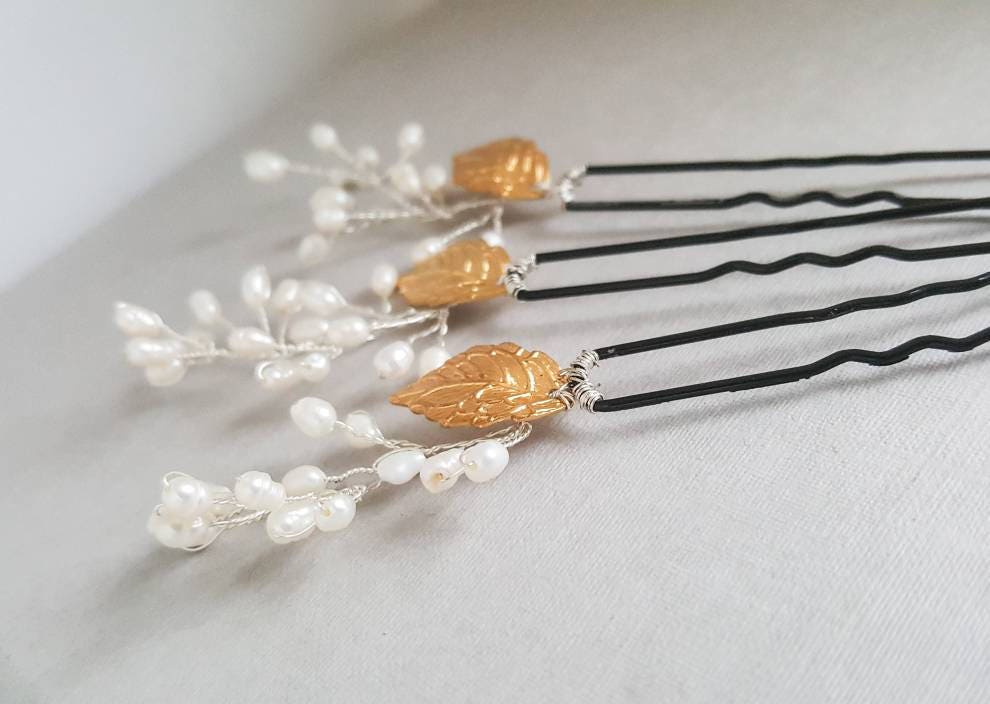 Bridal hair pins pearl bobby pins freshwater pearl pin Etsy