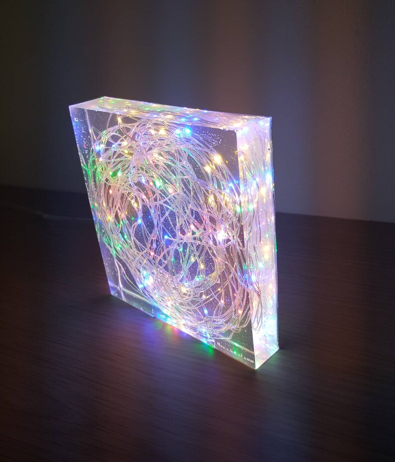 Handmade Resin Multi Coloured Fairy Lights Block Home Decor Etsy UK