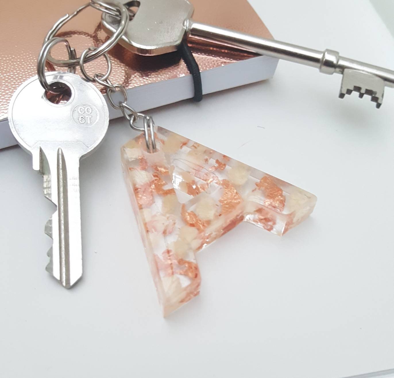 Custom Made Keyring, Letter Keychain, Resin Keychain, Hanging Car Charm, Keychain For Women, Car Accessory