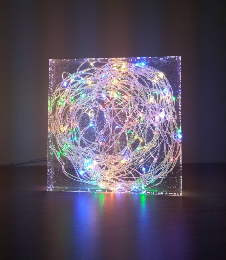 Handmade Resin Multi Coloured Fairy Lights Block Home Decor Etsy UK