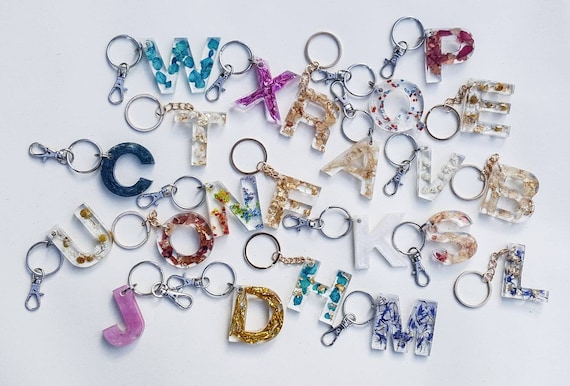 Initial Keyrings, Initial Keychains, Resin Letter Keyring, Pink Initial  Keyring, Pink Keyring, Pink Keychain, Initial Bag Charm 