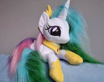 Princess Celestia My Littlle Pony plush toy, mlp plush alicorn, mlp commission,  pony custom,  personalized toy, plush pony.