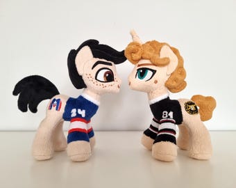 Hollanov Plushies - Handmade Hockey Romance Pony Plush Set - Rivals Inspired