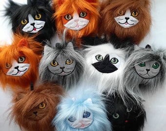 Cute warrior cats keychains. Firestar, Bluestar, plush cats, kitten plush, kitty, cat toy, fluffy cat, fur kitty, longhaired cat.