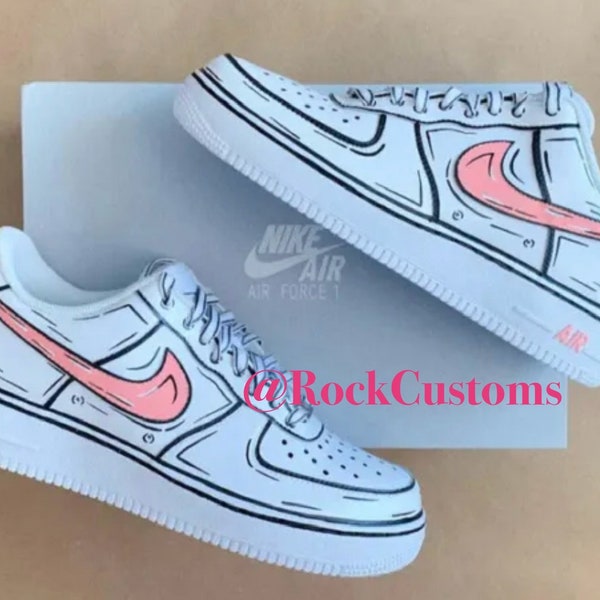 Nike Air Force 1 Custom Low pink cartoon White Shoes Men Women Kids