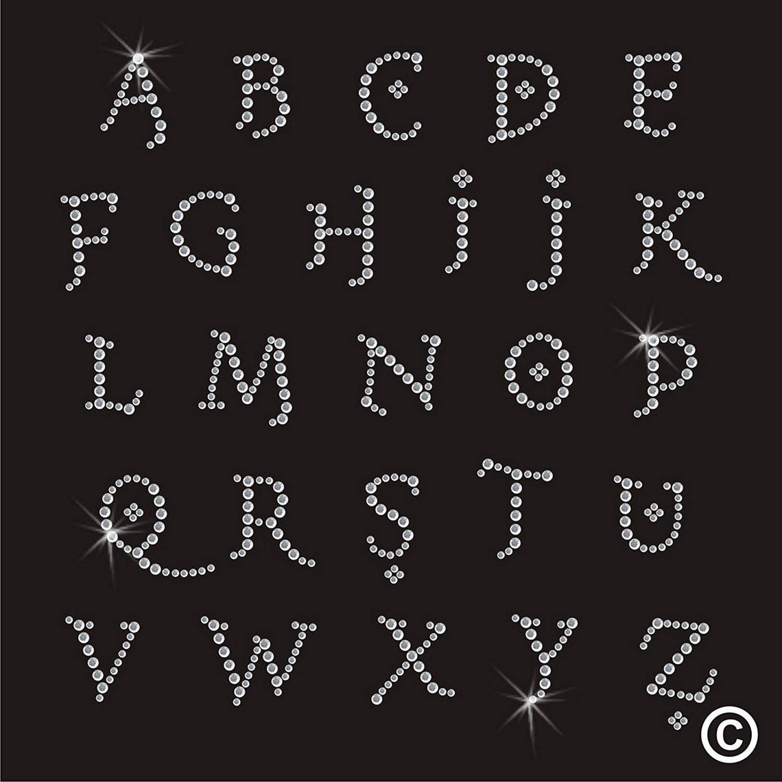 Alphabet Rhinestones Iron on Diamante Transfer/ Tshirt Bling/ Etsy UK