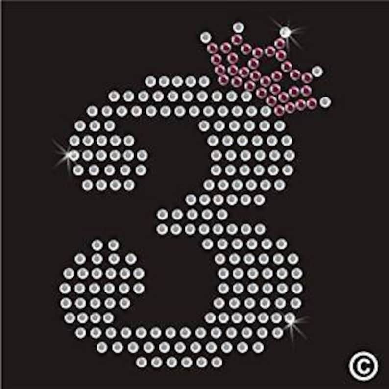 Princess Number 3 Iron On Rhinestone Iron On Transfer